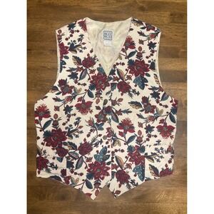 Vintage Floral Vest the original Russ sport Top‎ Button Down Vest